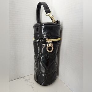 Betsey Johnson Quilted Heart Insulated Water Bottle Holder Thermal‎ Bag Black